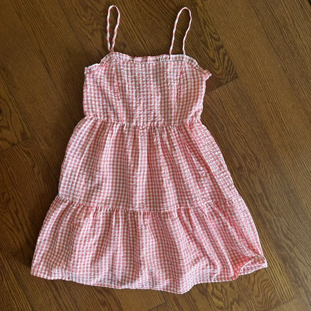 NWT Wild Fable Gingham Spaghetti Strap Mini Tiered Ruffle Dress Size Small